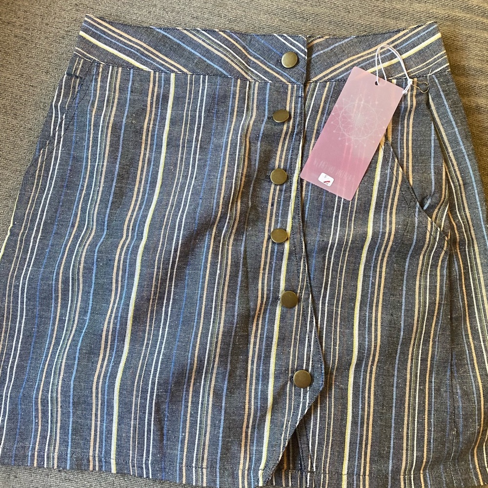 Striped Blue Button-Front Skirt